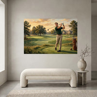 Classic Golfer Oil Painting Style Canvas Print Wall Art for Home Decor - Mockup Display 1