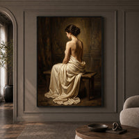 Classical Draped Woman Oil Painting Style Canvas Print Wall Art, Elegant Decor - Mockup Display 1