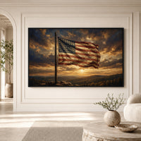 Weathered American Flag Oil Painting Style Canvas Print Wall Art for Rustic Decor - Mockup Display 1