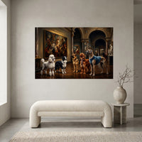 Regal Dogs Museum Visit Oil Painting Style Canvas Print Wall Art for Home - Mockup Display 1