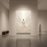 Divine Figure Angelic Wings Textured Canvas Print Wall Art, Spiritual Home Decor - Mockup Display 1