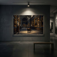 Tortoiseshell Cat in Grand Gallery Oil Painting Style Canvas Print Wall Art, Elegant Decor - Mockup Display 1