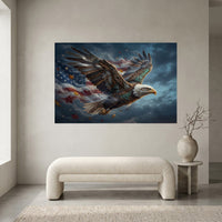 Patriotic Bald Eagle Steampunk Style Canvas Print Wall Art Decor - Mockup Display 1