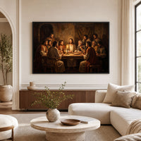 Classic Religious Last Supper Oil Painting Style Canvas Print Wall Art, Sacred Scene - Mockup Display 1