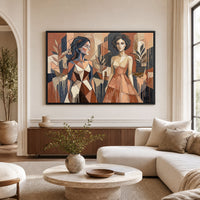 Abstract Cubist Women Figures Modern Canvas Print Wall Art, Elegant Decor - Mockup Display 1