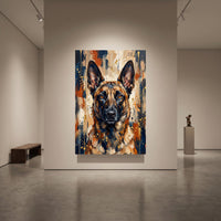 German Shepherd Abstract Oil Painting Style Canvas Print Wall Art, Expressive Decor - Mockup Display 1
