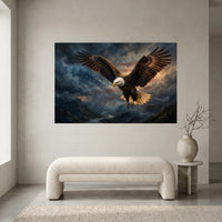 Bald Eagle Canvas Wall Art, Patriotic Wildlife Print, Dramatic Living Room Decor