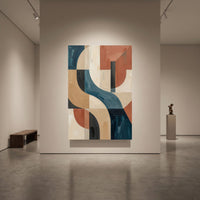 Abstract Geometric Teal Terracotta Canvas Print Wall Art for Modern Decor - Mockup Display 1