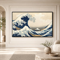 Japanese Great Wave Ukiyo-e Art Print Canvas Print Wall Art Coastal Decor Style - Mockup Display 1