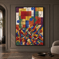 Abstract Geometric Cubist Style Canvas Print Wall Art, Vibrant Modern Decor - Mockup Display 1