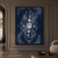 Mystical Moon Phases Botanical Intricate Celestial Canvas Print Wall Art, Spiritual Decor - Mockup Display 1