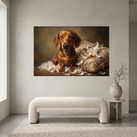 Dachshund Stretched Canvas Wall Art, Painterly Dog Portrait Print, Classic Pet Room Decor