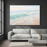 Serene Ocean Wave Impasto Style Canvas Print Wall Art, Coastal Home Decor Accent - Mockup Display 2
