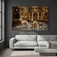 Elegant Dogs in Gallery Oil Painting Style Canvas Print Wall Art Decor - Mockup Display 2
