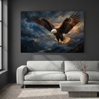 Bald Eagle Canvas Wall Art, Patriotic Wildlife Print, Dramatic Living Room Decor