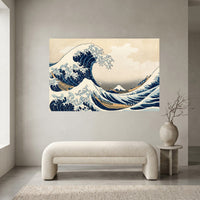 Japanese Great Wave Ukiyo-e Art Print Canvas Print Wall Art Coastal Decor Style - Mockup Display 2