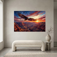 Majestic Bald Eagle Grand Canyon Oil Painting Style Canvas Print Wall Art Sunset - Mockup Display 2