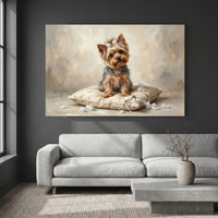 Yorkshire Terrier Stretched Canvas Wall Art, Soft Dog Portrait Print, Elegant Bedroom Decor