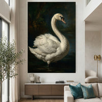 Majestic White Swan Oil Painting Style Canvas Print Wall Art, Elegant Nature Decor - Mockup Display 2