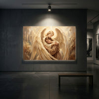 Serene Angelic Embrace Oil Painting Style Canvas Print Wall Art for Peace - Mockup Display 2