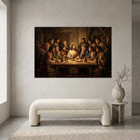 Last Supper Biblical Scene Oil Painting Style Canvas Print Wall Art, Inspirational Decor - Mockup Display 2