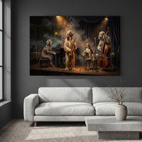 Jazzy Dogs Band Classic Painting Style Canvas Print Wall Art for Sophisticated Decor - Mockup Display 2