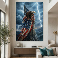 Resilient Eagle American Flag Thunderstorm Canvas Print Wall Art - Bold Statement Piece - Mockup Display 2