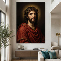 Jesus Christ Crown of Thorns Oil Painting Style Canvas Print Wall Art, Sacred Home Decor - Mockup Display 2