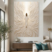 Divine Angelic Figure Textured Canvas Print Wall Art, Ethereal Sanctuary Decor - Mockup Display 2