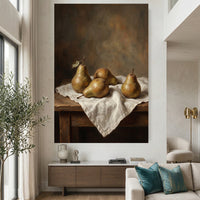 Realistic Pears Still Life Oil Painting Style Canvas Print Wall Art for Kitchen Decor - Mockup Display 2