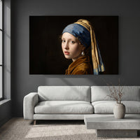 Vermeer's Girl with Pearl Earring Oil Painting Style Classic Canvas Print Wall Art - Mockup Display 2