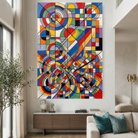 Abstract Geometric Cubist Style Canvas Print Wall Art Modern Dynamic Decor - Mockup Display 2