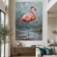 Majestic Flamingo Oil Painting Style Canvas Print Wall Art for Nature Lovers - Mockup Display 2