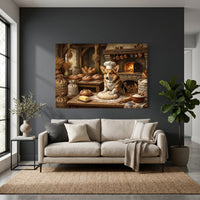 Charming Corgi Baker Oil Painting Style Canvas Print Wall Art for Kitchen Decor - Mockup Display 2