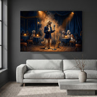 Dapper Dog Jazz Singer Oil Painting Style Canvas Print Wall Art, Elegant Decor - Mockup Display 2