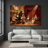 Whimsical Dog Orchestra Oil Painting Style Canvas Print Wall Art, Elegant Decor - Mockup Display 2