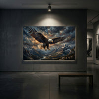 Majestic Bald Eagle Soaring Oil Painting Style Canvas Print Wall Art, Patriotic - Mockup Display 2