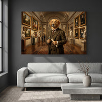 Golden Retriever Art Lover Oil Painting Style Canvas Print Wall Art, Gallery Decor - Mockup Display 2