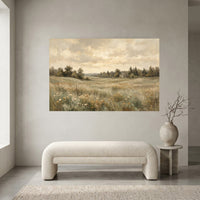 Rustic Field Landscape Oil Painting Style Canvas Print Wall Art for Serene Decor - Mockup Display 2