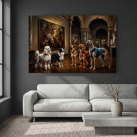 Regal Dogs Museum Visit Oil Painting Style Canvas Print Wall Art for Home - Mockup Display 2