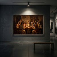 Classic Religious Last Supper Oil Painting Style Canvas Print Wall Art, Sacred Scene - Mockup Display 2