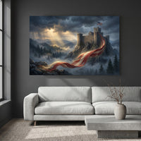 Patriotic Liberty Castle Oil Painting Style Canvas Print Wall Art for Study - Mockup Display 2