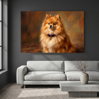 Pomeranian Canvas Wall Art, Painterly Dog Portrait Print, Warm Living Room Decor