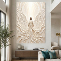 Divine Figure Angelic Wings Textured Canvas Print Wall Art, Spiritual Home Decor - Mockup Display 2