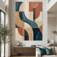 Abstract Geometric Teal Terracotta Canvas Print Wall Art for Modern Decor - Mockup Display 2