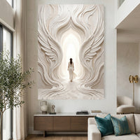 Ethereal Woman in Winged Archway Textured Style Canvas Print Wall Art, Serene Hope - Mockup Display 2