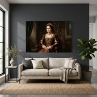 Elegant Noblewoman Portrait Oil Painting Style Canvas Print Wall Art, Majestic - Mockup Display 2