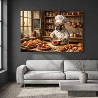 Charming French Bulldog Baker Oil Painting Style Canvas Print Wall Art, Kitchen Decor - Mockup Display 2