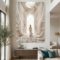 Ethereal Woman in Sculptural Archway Abstract Canvas Print Wall Art, Serene White - Mockup Display 2
