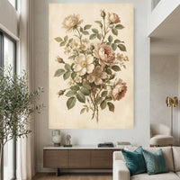 Vintage Floral Rose Bouquet Oil Painting Style Canvas Print Wall Art for Home - Mockup Display 2